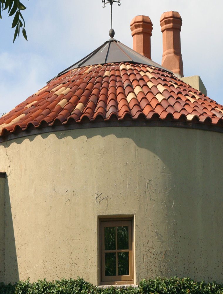 Custom clay barrel-tile roof
